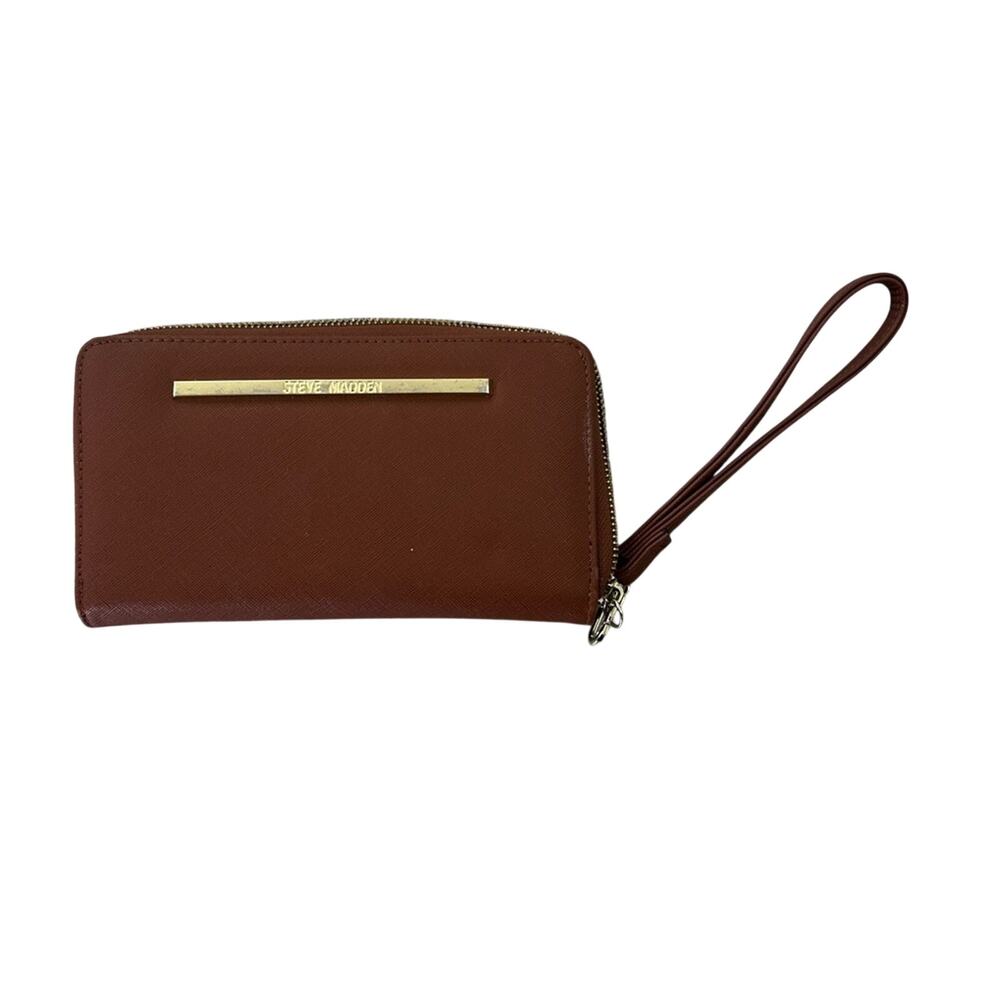 Steve Madden Brown Leather Wristlet Wallet